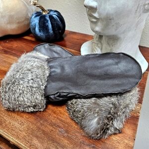 Real Rabbit Fur and Leather Mittens